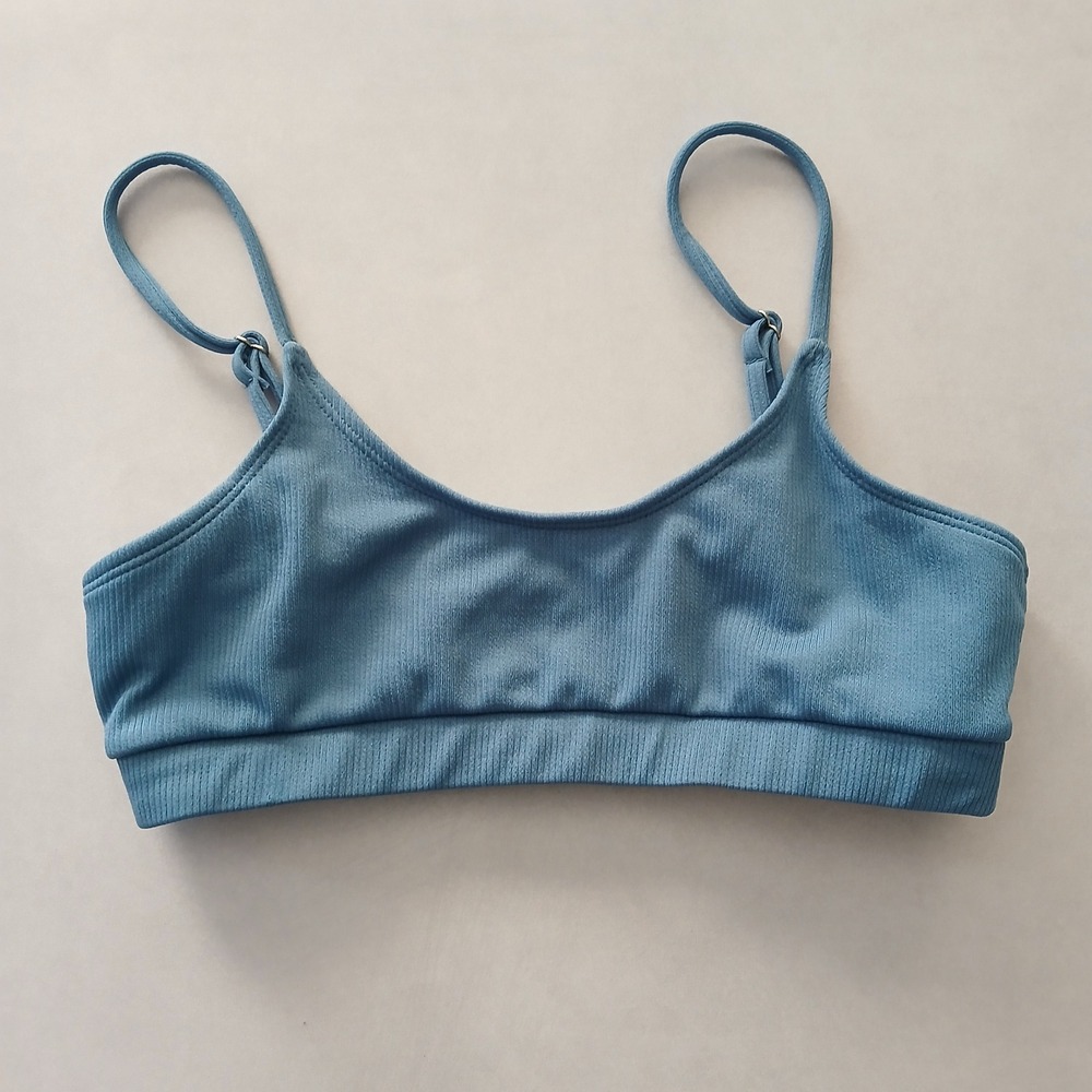 Blue Boho Y2K VTG Swim Grunge Resort Beach Goth Vacation Bikini Top Large